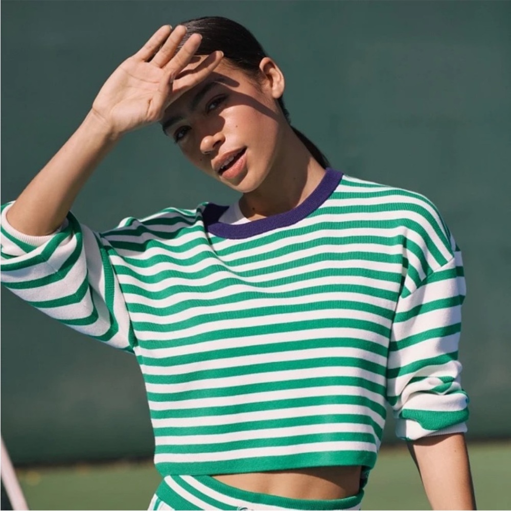Anthropologie Daily Practice Stripe Cropped Sweater